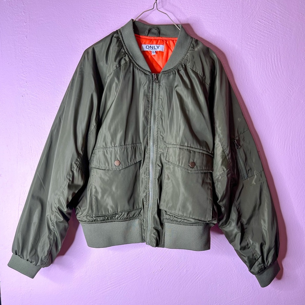 ONLY Olive Green Bomber Jacket.